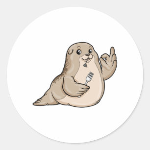 Adesivo Selo com peixes e garfo