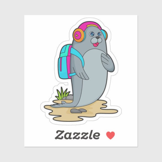 Adesivo Selo como Hiker com mochila (Folha)