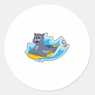 Adesivo Selo como Surfer com Surfboard