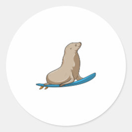 Adesivo Selo como Surfer com Surfboard