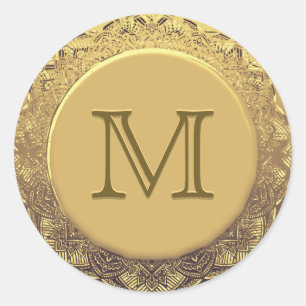 Adesivo Selo customizável do ouro do monograma