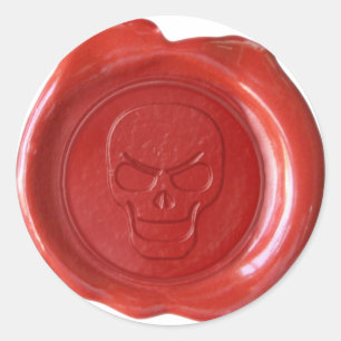 Adesivo Selo da cera do falso - vermelho - crânio 01