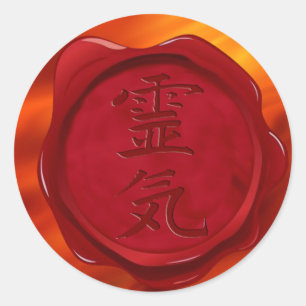 Adesivo selo da cera - ondas do vermelho do fogo de REIKI