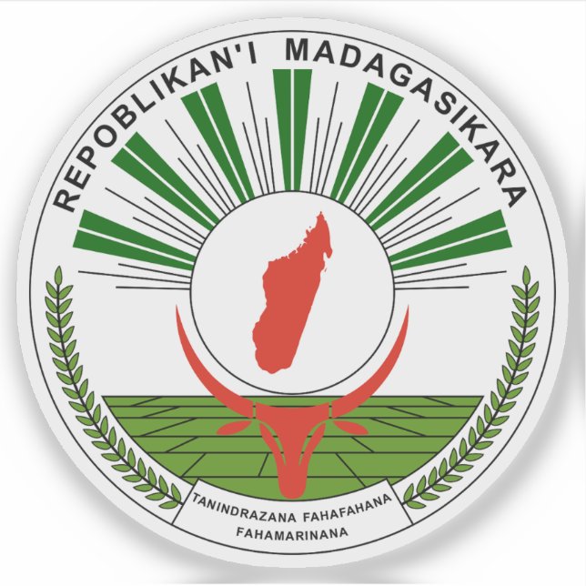 Adesivo Selo da República de Madagascar (1993-1998) (Frente)