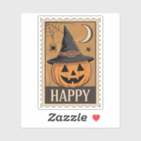 Selo de Abóbora do Dia das Bruxas "Feliz Halloween