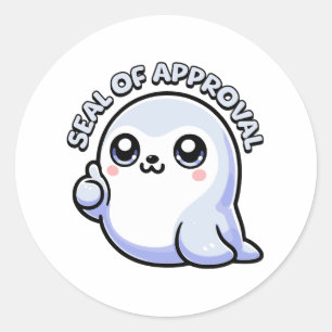 Adesivo Selo de aprovação! Cartoon de Canhão de Seal