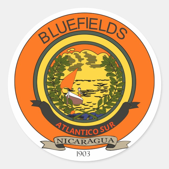Adesivo Selo de Bluefields, Nicarágua (Frente)