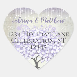 Adesivo Selo de Casamento de Árvore de Folha de Coração de