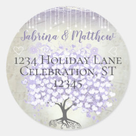 Adesivo Selo de Casamento de Árvore de Folha de Coração de