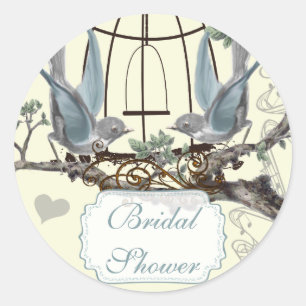 Adesivo Selo de Casamento de Chuveiro de Noiva Vintage Blu