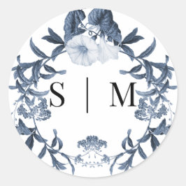 Adesivo Selo de casamento de flores silvestres azuis e bra
