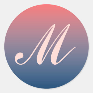 Adesivo Selo de Casamento do Monograma Rosa e Azul