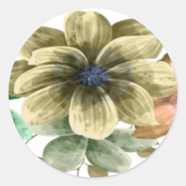 Adesivo Selo De Casamento Floral Amarelo E Laranja (Frente)