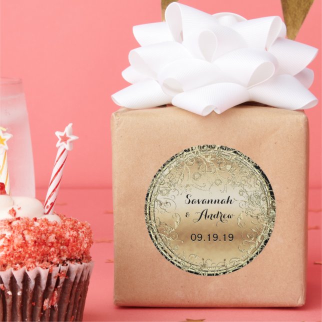 Adesivo Selo de Casamento Negro e Dourado (Festa)