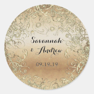 Adesivo Selo de Casamento Negro e Dourado