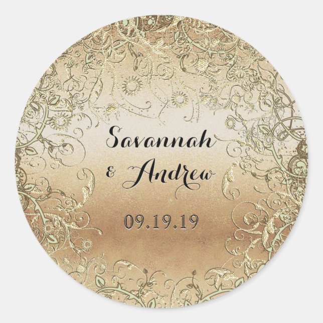 Adesivo Selo de Casamento Negro e Dourado (Frente)