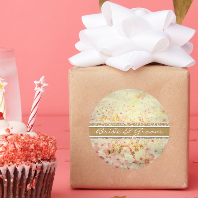 Adesivo Selo de Casamento Rosa e Caramel Tan Petunia (Festa)