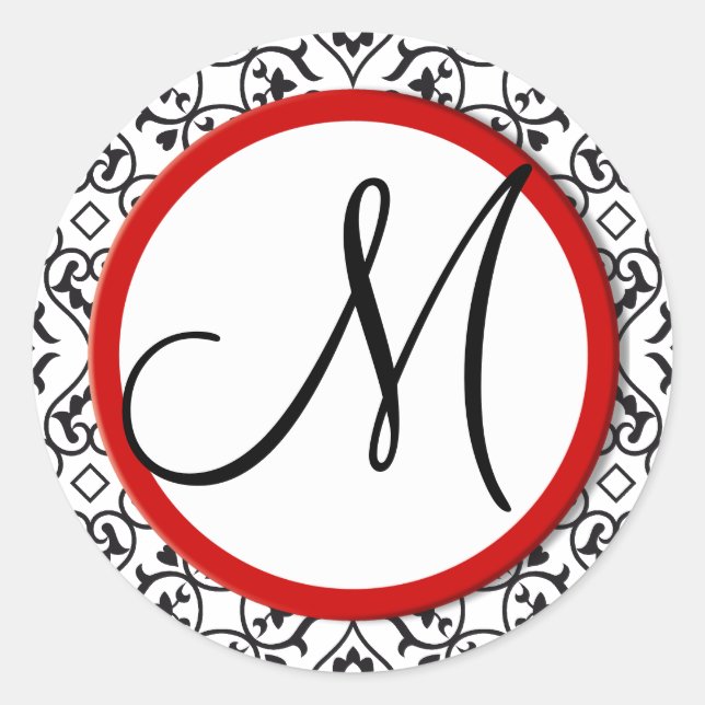 Adesivo Selo de Casamento Vermelho de Trim. Preto e Branco (Frente)