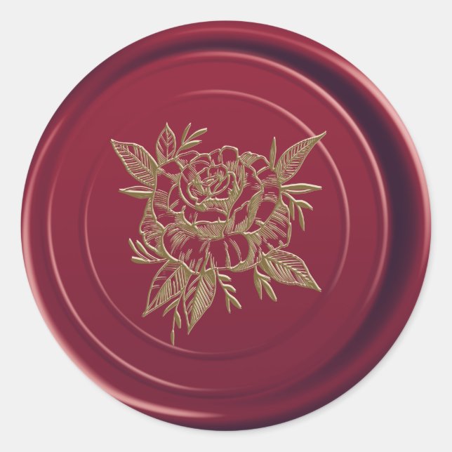 Adesivo Selo de Cera Burgundy Bege Elegante Rosa Dourada (Frente)
