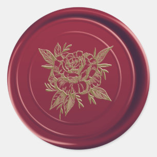 Adesivo Selo de Cera Burgundy Marrom Elegante Rosa Dourada