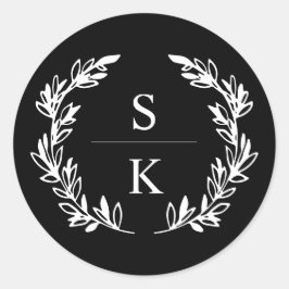 Adesivo Selo de Cera de Casamento com Monograma de Coroa d