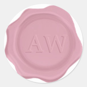 Adesivo Selo De Cera De Casamento De Monograma, Rosa Elega