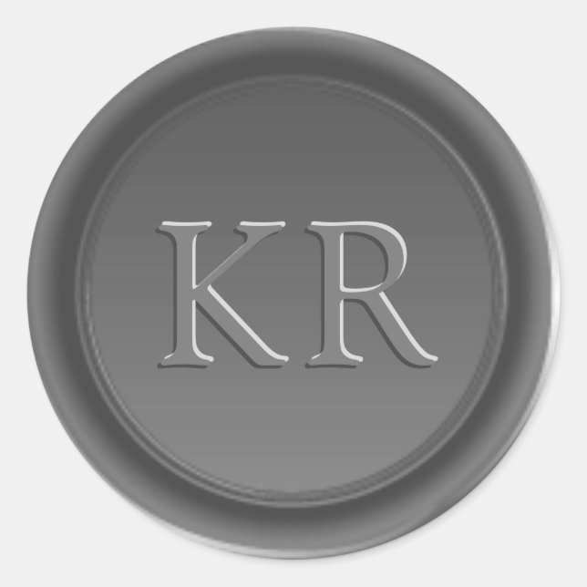 Adesivo Selo de cera de monograma elegante de Cinzas de pr (Frente)