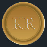 Adesivo Selo de Cera de Monograma Elegante Dourado Vintage<br><div class="desc">Selo de Cera de Monograma Elegante Dourado Vintage</div>