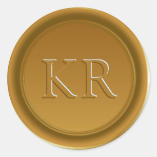 Adesivo Selo de Cera de Monograma Elegante Dourado Vintage