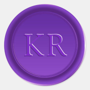 Adesivo Selo de Cera de Monograma Elegante Roxo