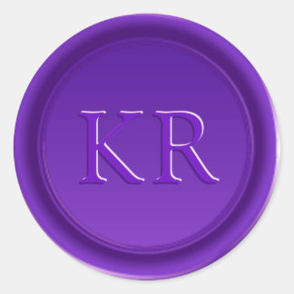 Adesivo Selo de Cera de Monograma Elegante Roxo