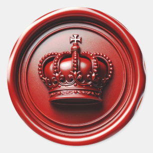 Adesivo Selo de Cera de Vela Vermelha Gotejante Coroa Real