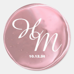 Adesivo Selo de Cera Elegante Simples Monogramado Casament
