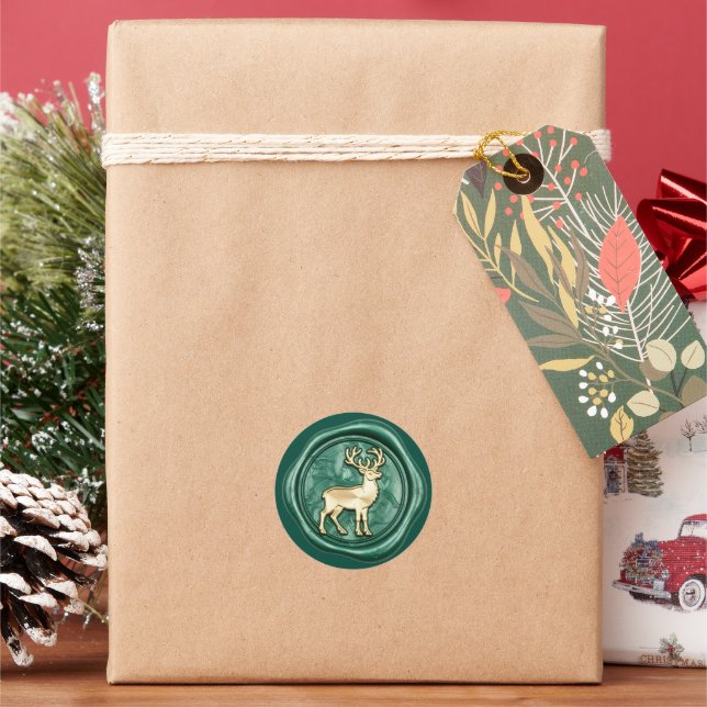 Adesivo Selo de Cera Falsa Natal Deer Gold (Feriado)