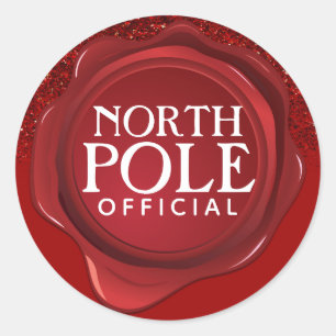 Adesivo Selo de Cera Oficial do Polo Norte com Purpurina V