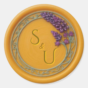Adesivo Selo de Cera para Casamento de Flor Silvestre Blue
