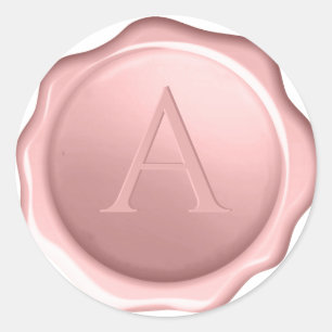 Adesivo Selo de Cera Rosa Monograma Inicial Rosa Embutido
