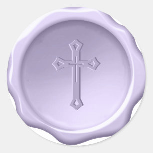 Adesivo Selo de Cera Roxo Religioso Cruz Lavanda Relevo