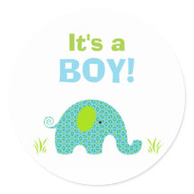 Selo de Chá de fraldas de Elefante Azul e Verde