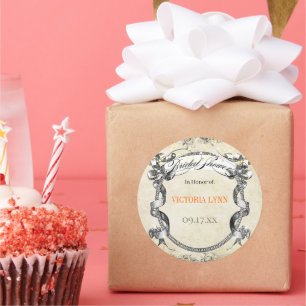 Adesivo Selo de Chuva de Noiva de Casamento Vintage Coral 