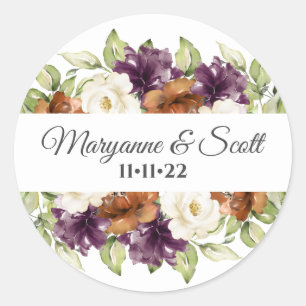 Adesivo Selo de Convite para Casamento outono Floral Chic