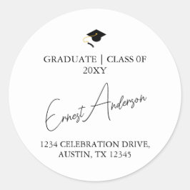 Adesivo Selo de Devolução de Graduação Branca Preta Elegan
