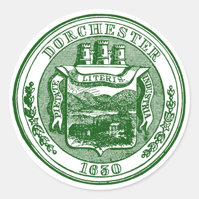 Adesivo Selo de Dorchester Massachusetts, verde (Frente)