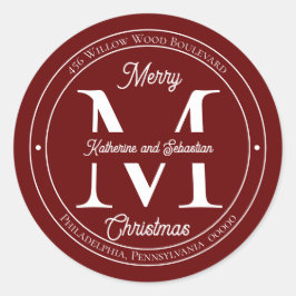 Adesivo Selo de Endereço de Retorno do Monograma Elegante 