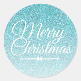 Adesivo Selo de Envelope Azul-Brilhante Feliz Natal