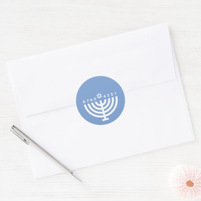Adesivo Selo de Envelope Azul de Menorá de Hanukkah (Envelope)