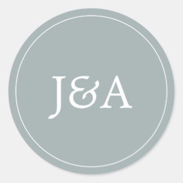 Adesivo Selo de Envelope Azul Dusty Monograma Simples Eleg