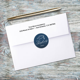 Adesivo Selo de Envelope Azul Marinho de Script de Formatu