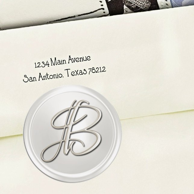 Adesivo Selo de Envelope B do Monograma de Prata (Criador carregado)