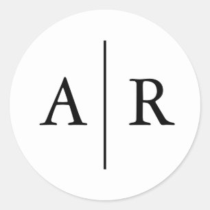 Adesivo Selo de Envelope Branco e Negro, Casamento